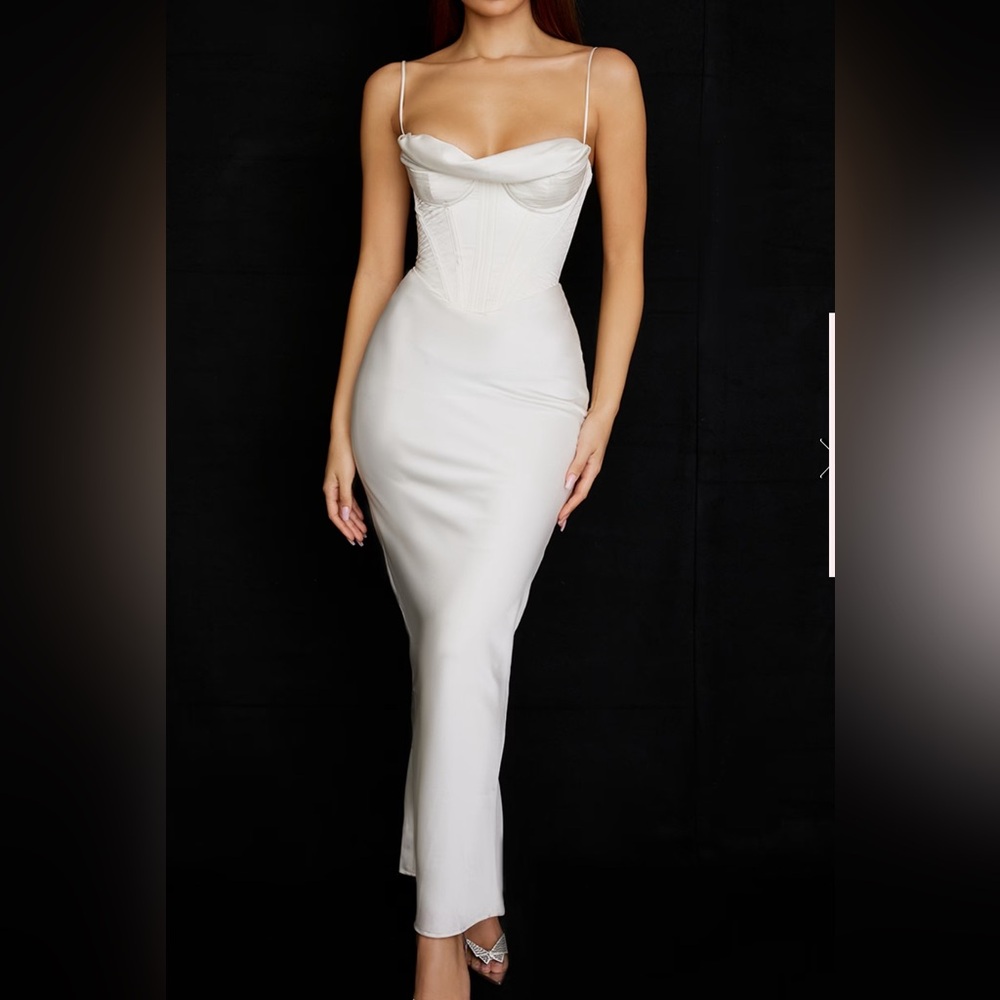 CHARMAINE IVORY CORSET MIDI DRESS